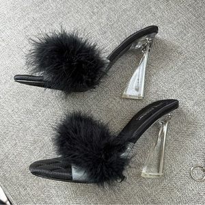 Cape Robbin Feather Black Heels